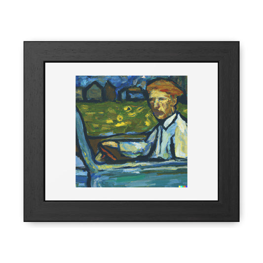 Conducteur de voiture dans le style de l'art numérique de Van Gogh 'Designed by AI' Poster encadré en bois en papier mat classique