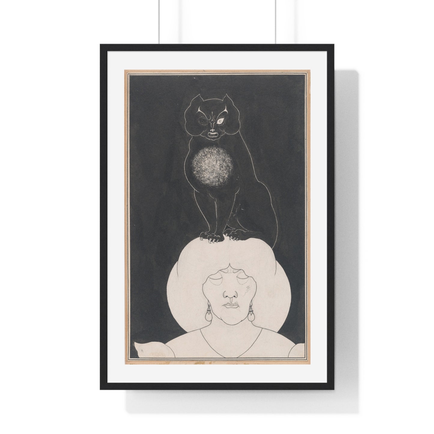 The Black Cat, for Edgar Allan Poe's 'Tales of Mystery and the Imagination' by Aubrey Vincent Beardsley, from the Original, Framed Print