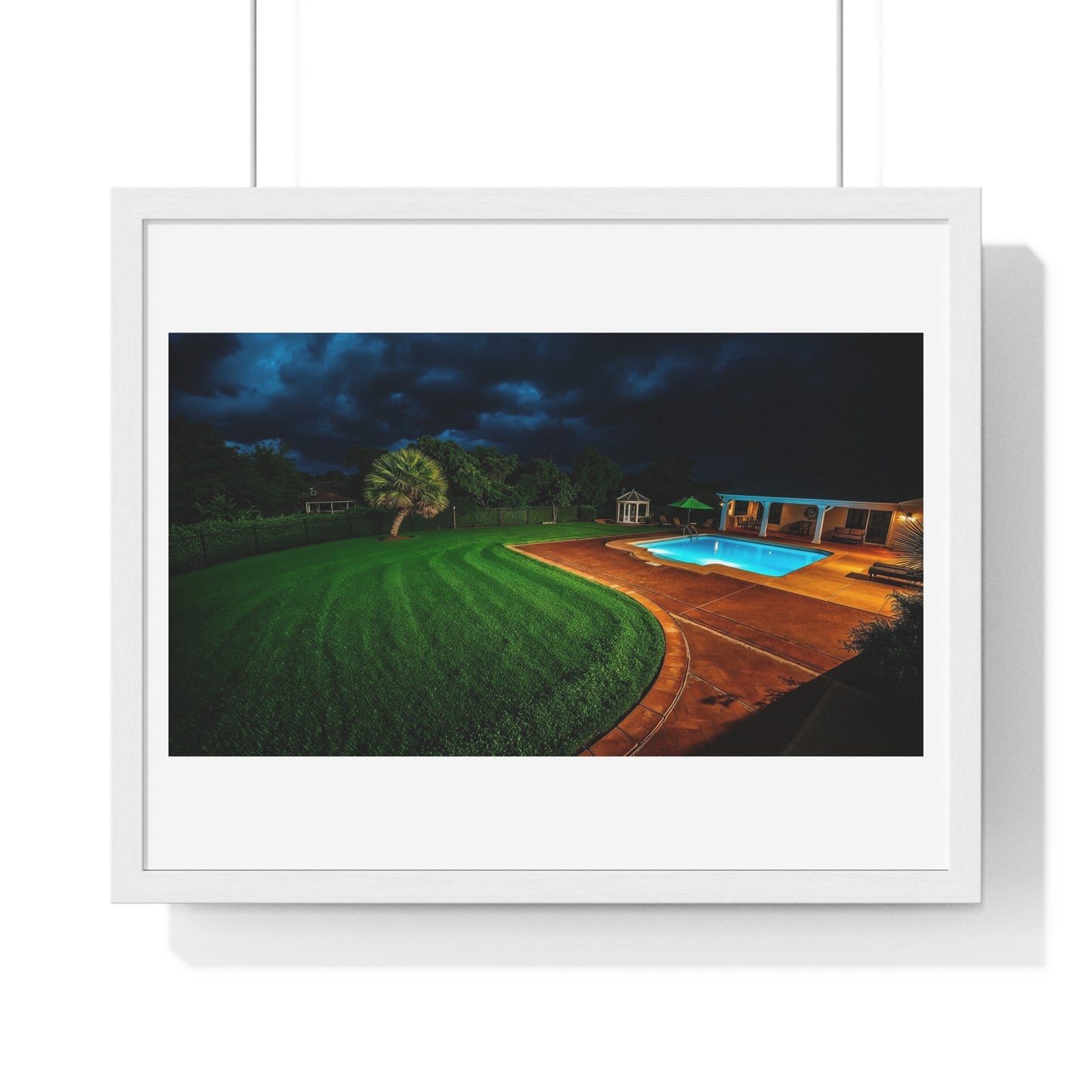 Dystopian Pool Scene II Photorealistic Art Style 'Designed by AI' Framed Print