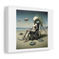 Woman on the Beach with Aliens, Dystopian Art Print II 'Designed by AI' on Canvas