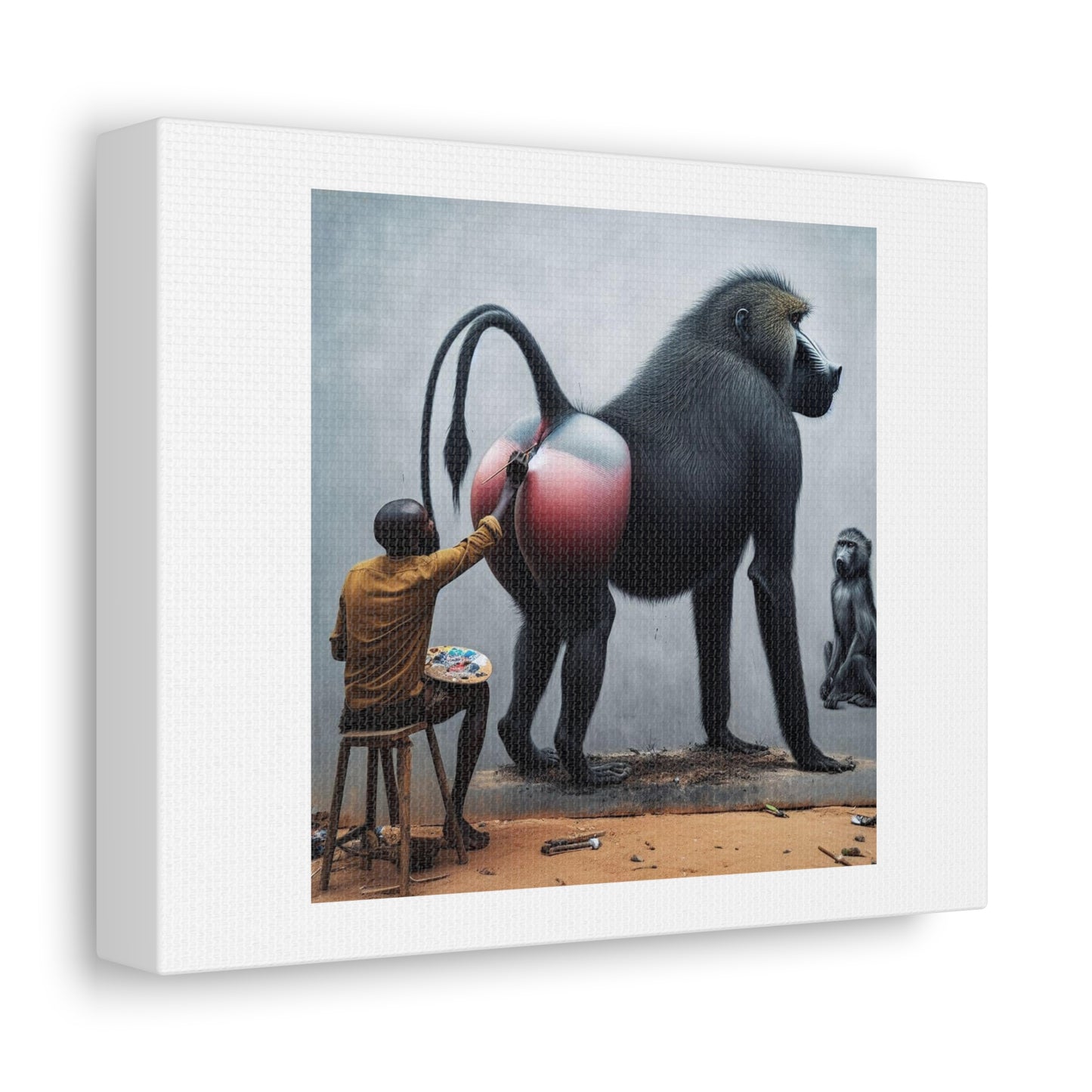 Baboon Butt Digital Art Print 'Designed by AI' on Satin Canvas