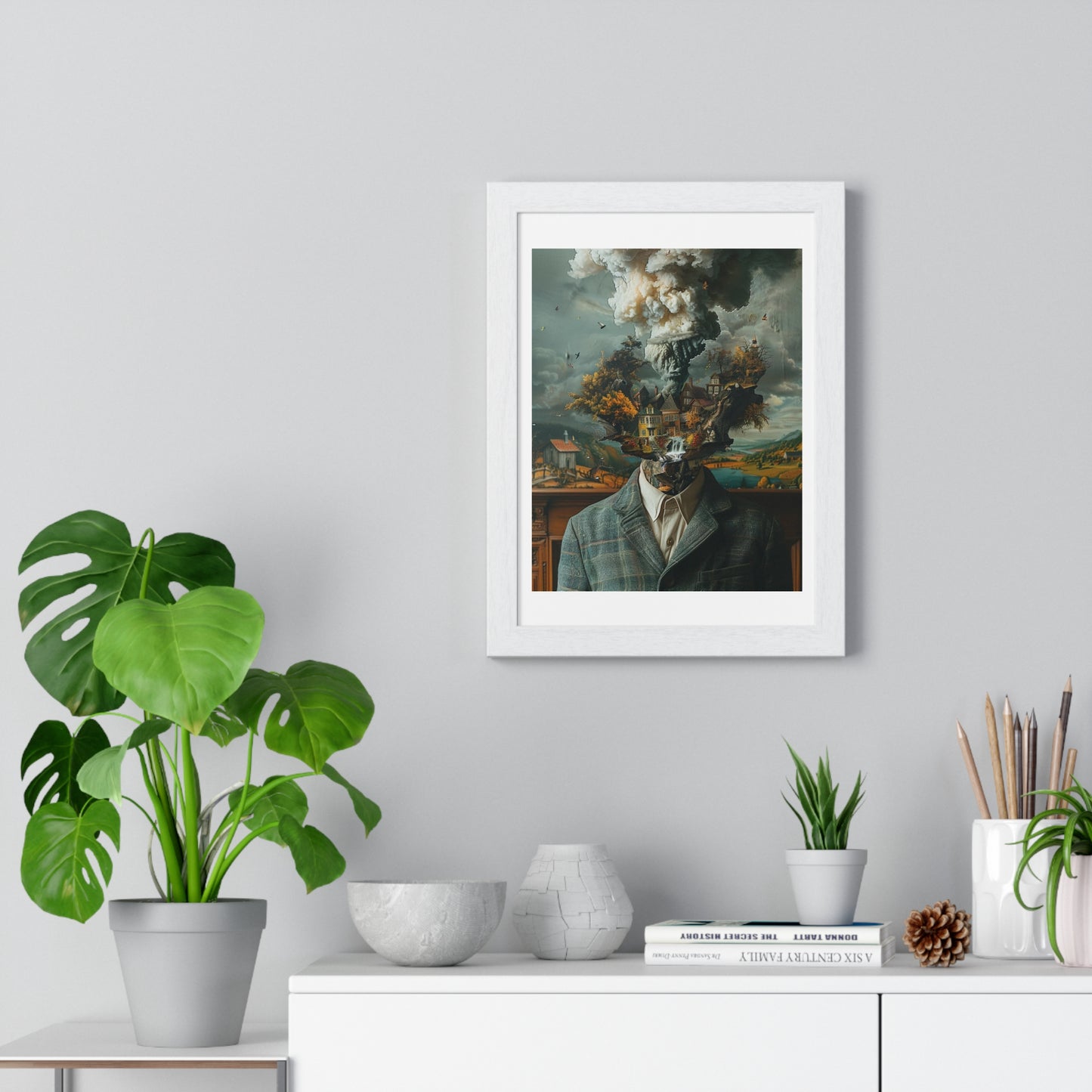 Head Replacement, Abstract Art 'Designed by AI', Framed Art Print