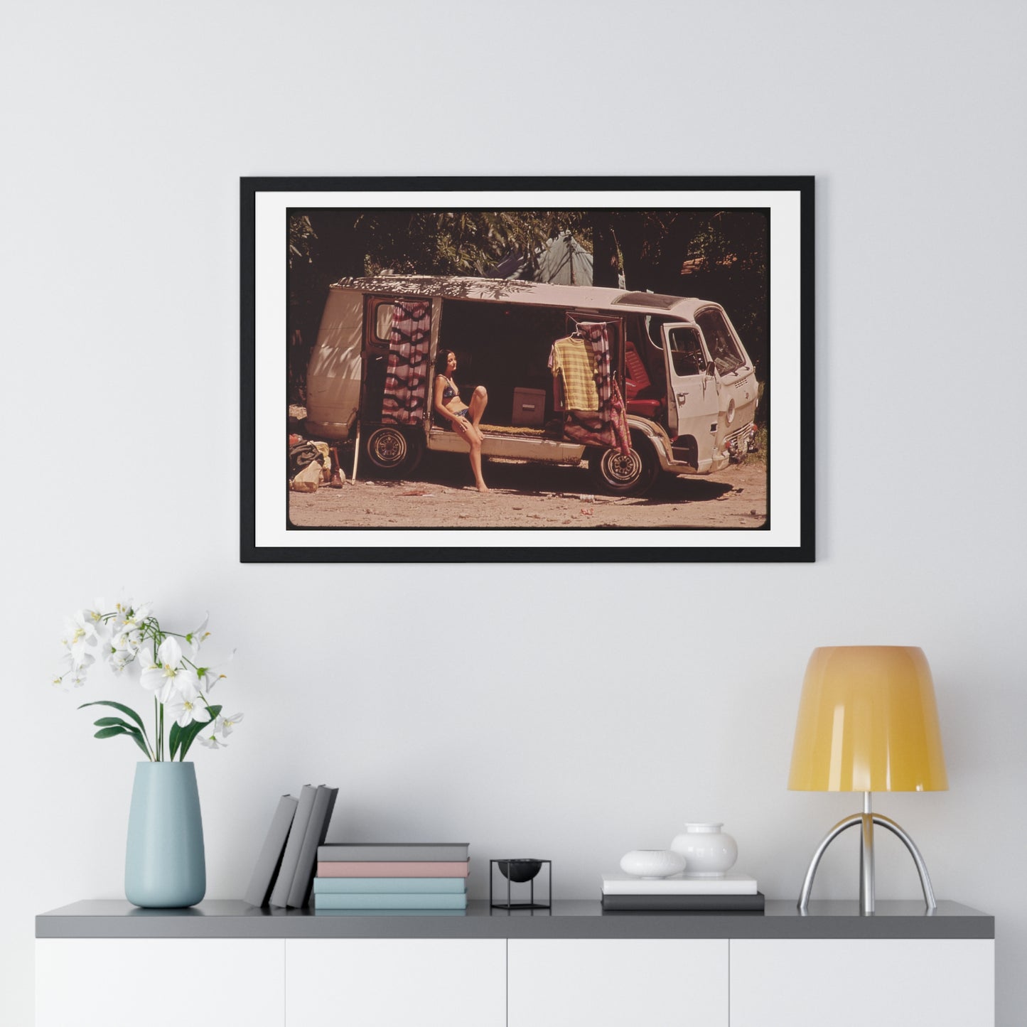 Vintage Photography, Campers at Garner State Park (1972) by Marc St Gil, from the Original, Framed Print