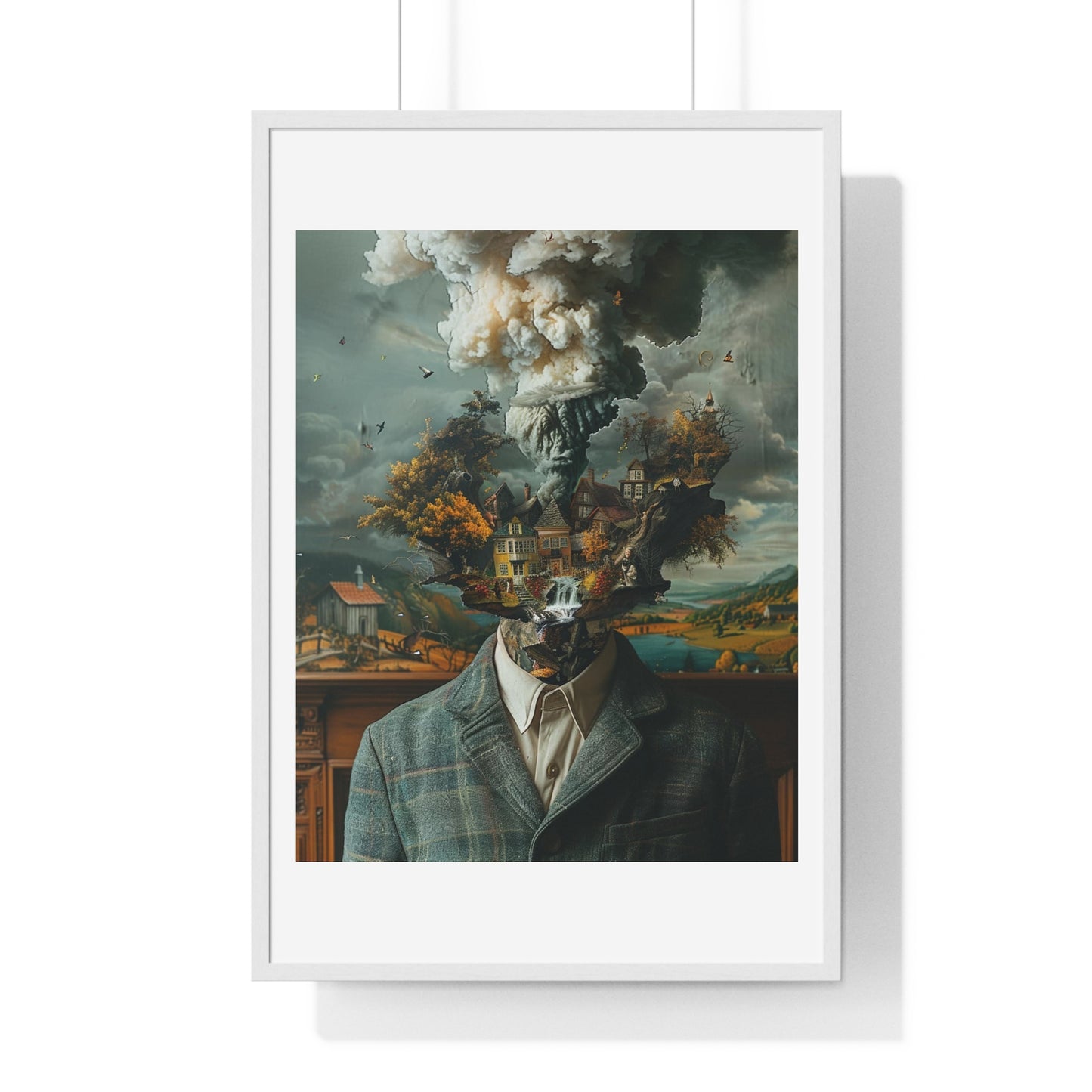 Head Replacement, Abstract Art 'Designed by AI', Framed Art Print