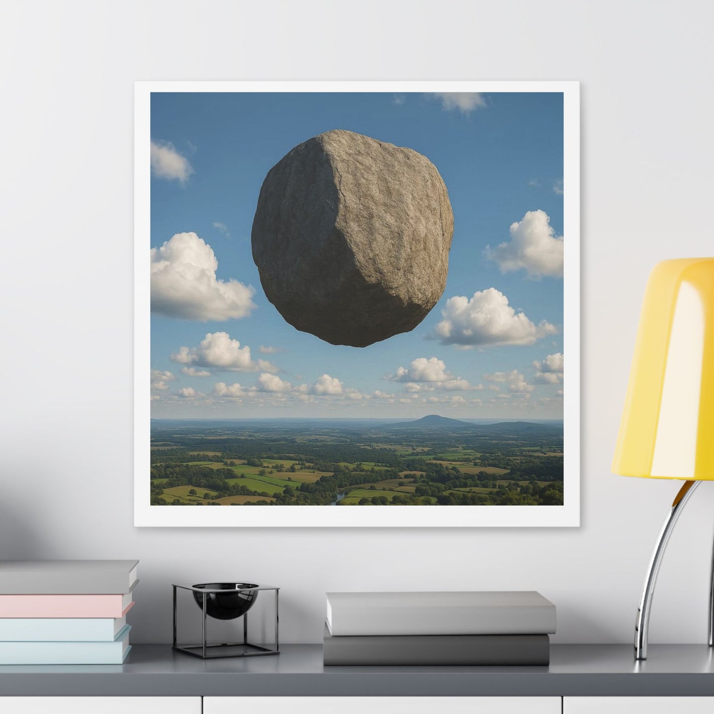 Levitated Mass Suspended Above a Beautiful Landscape 'Designed by AI' Canvas Art Print