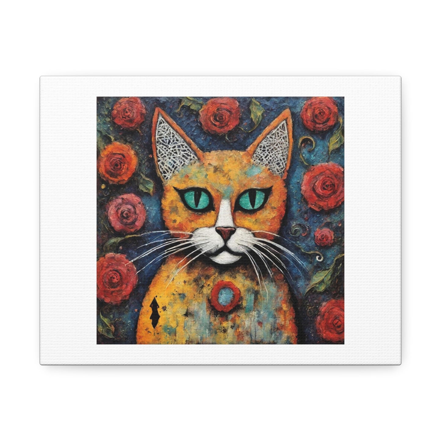 Cat Portrait, Ornate Secessionist Style Art Print 'Designed by AI' on Canvas