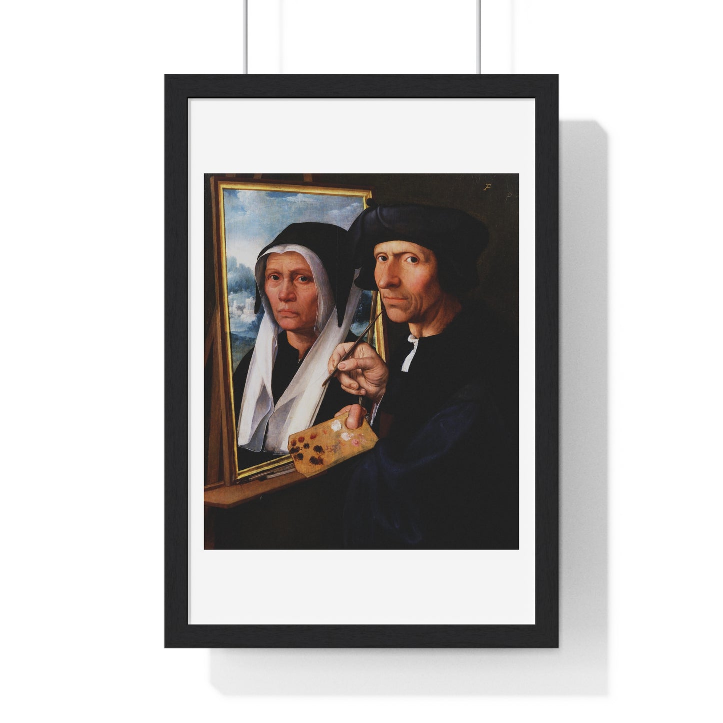 Jacob Cornelisz van Oostsanen Painting a Portrait of His Wife (circa 1550) by Dirck Jacobsz, from the Original, Framed Print