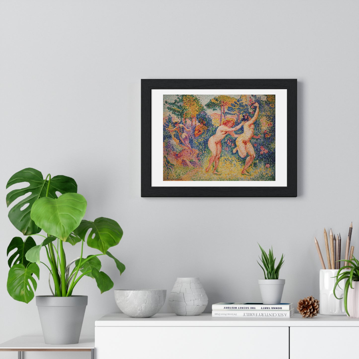 Giclée Print Depicting Two Running Nymphs (1906) by Henri-Edmond Cross from the Original, Framed Art Print