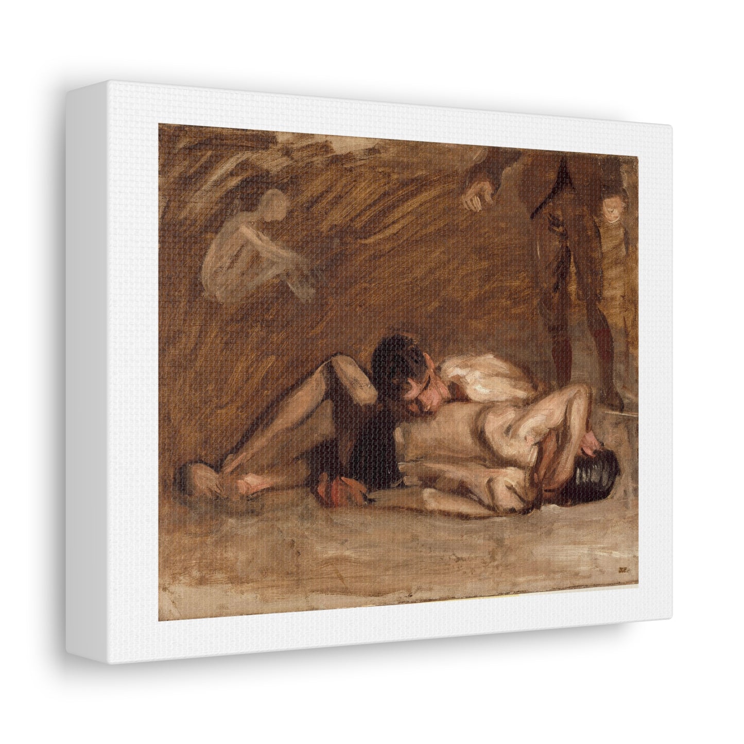 Wrestlers (1899) by Thomas Eakins, from the Original, Art Print on Canvas
