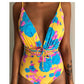 One-Piece Swimsuit Backless Monokini, Tropical Designs