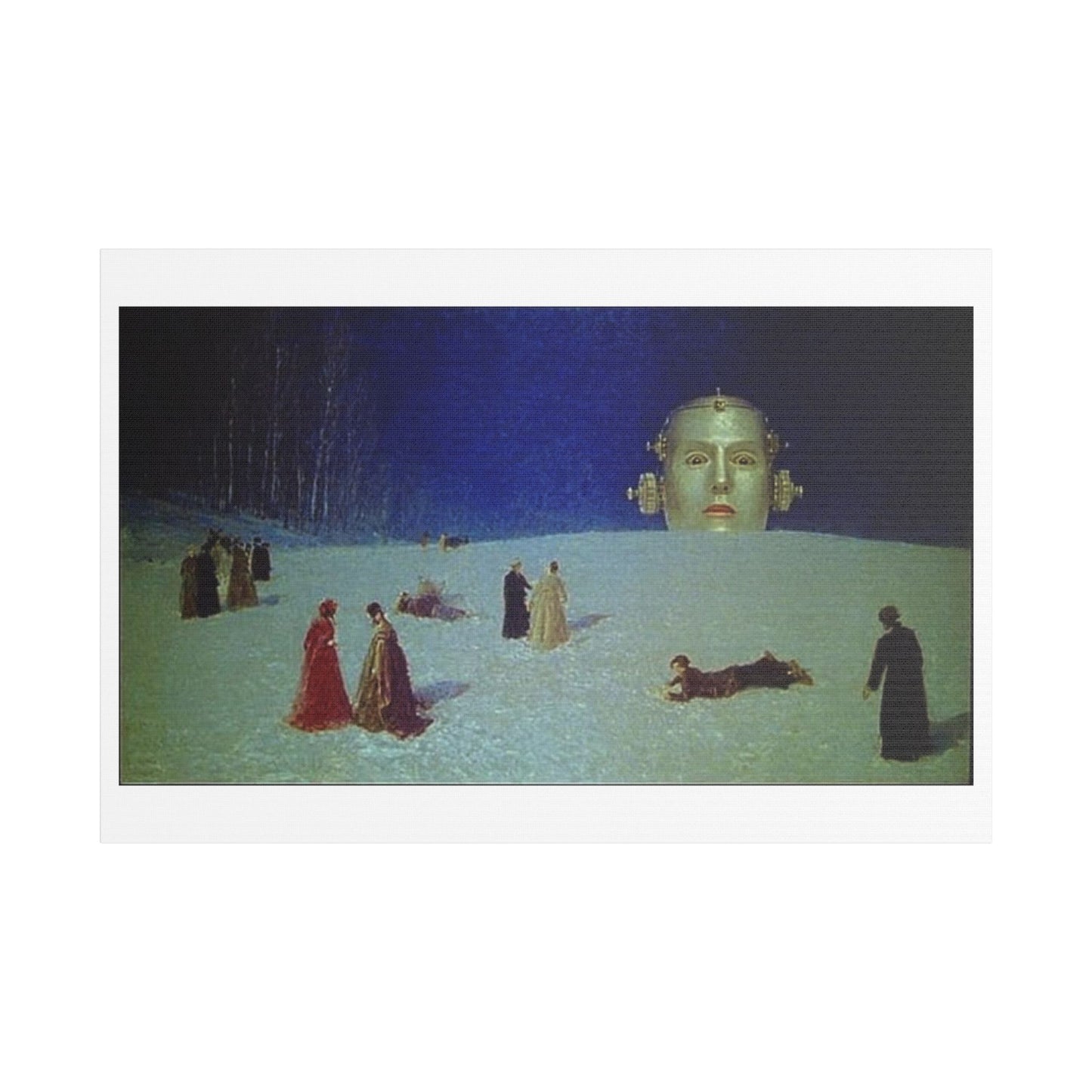 What's That Coming Over the Hill? 19th Century Pastel Art 'Designed by AI' Print on Canvas