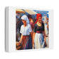 Women in Greek Market, Oil Painting 'Designed by AI' Art Print on Canvas