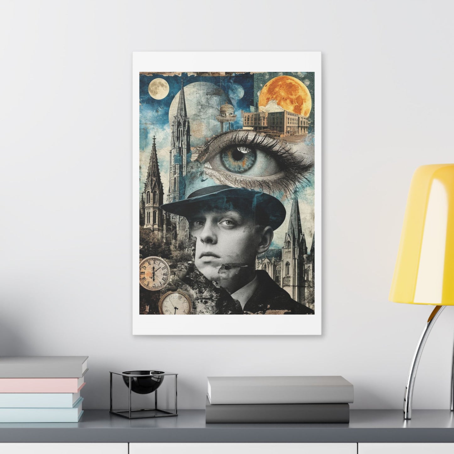 Eye on the Time Digital Collage 'Designed by AI' Canvas Art Print