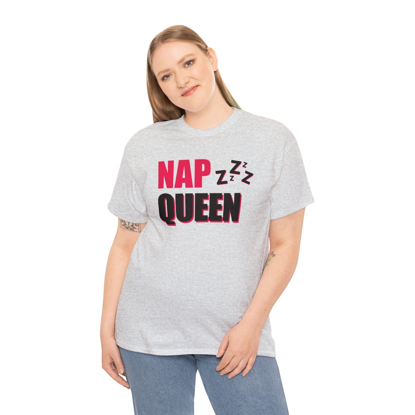 Nap Queen ヘビーコットン Tシャツ ユニセックス ワールドワイドサイズ 昼寝、睡眠、怠惰、休息