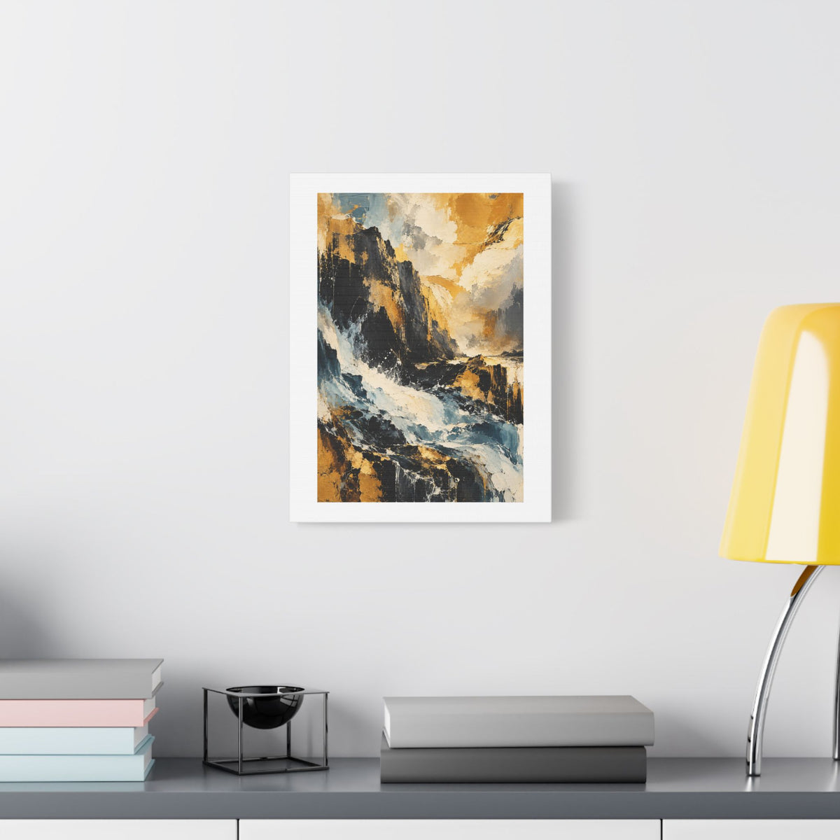 Storm Over Golden Mountains, Large Decor Art Print on Satin Canvas