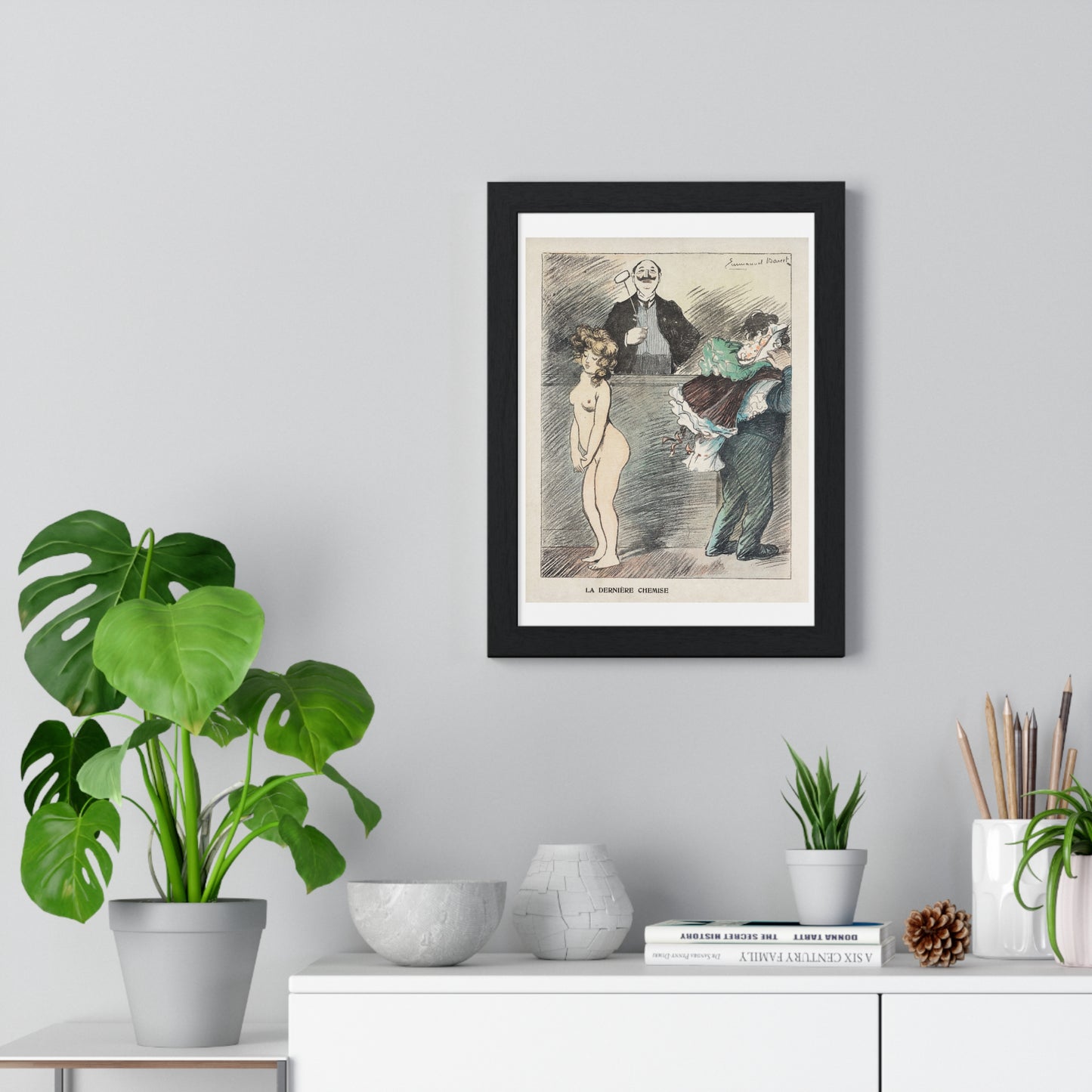 Veilinghouder met een Naakte Vrouw (1905) by Anonymous, from the Original, Framed Art Print