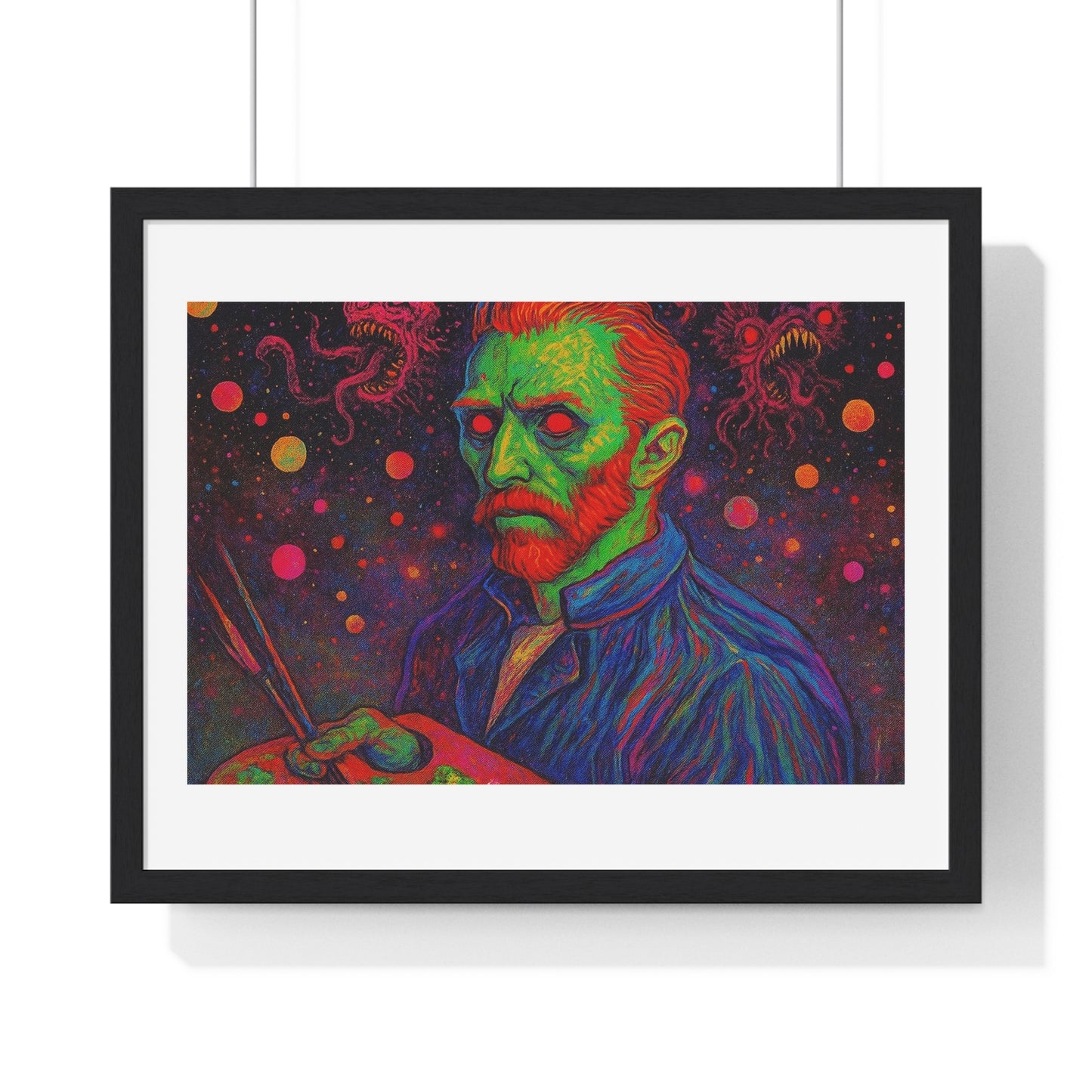Vincent van Gogh Self Portrait Remixed, Psychedelic Art 'Designed by AI' Framed Print