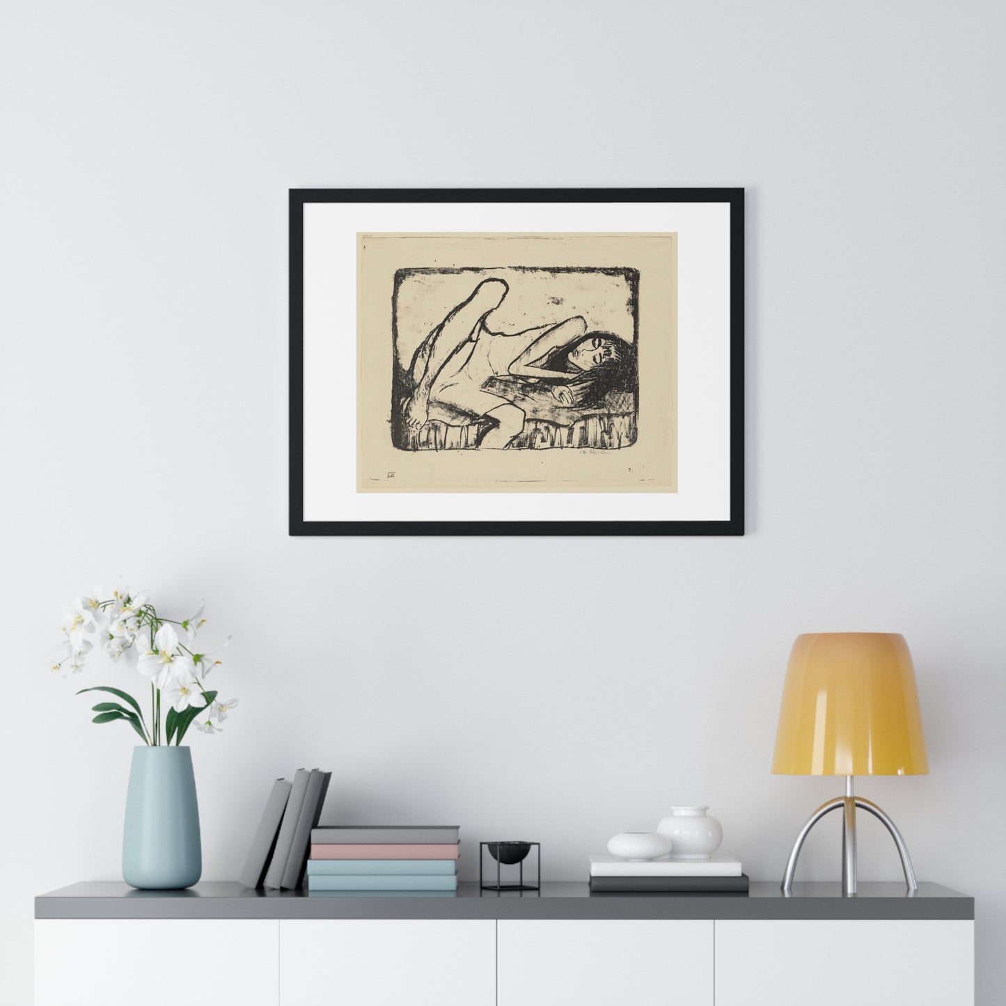 Mädchen auf der Liege II (1919) by Otto Mueller, from the Original, Framed Print