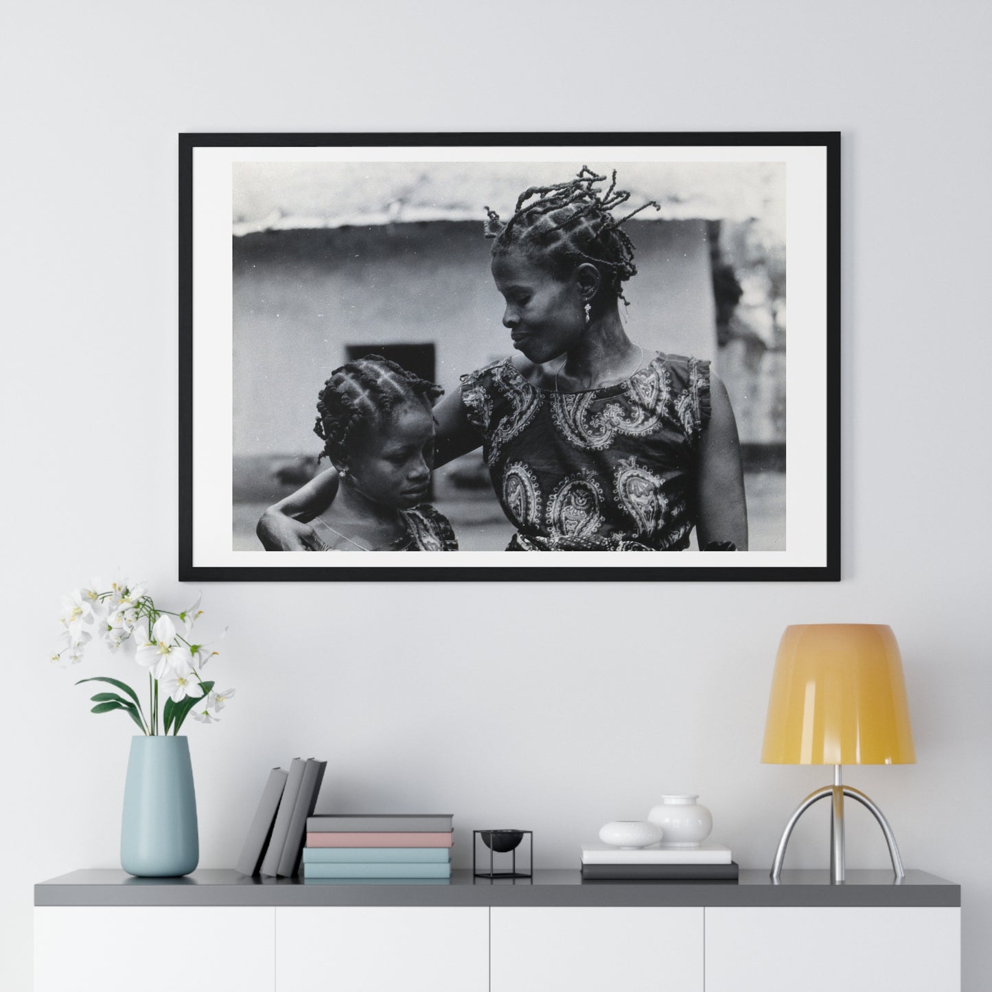 Benin, A Woman and Child with Braided Hairstyles, Vintage Photograph by Herbert Meyerowitz, Framed Print
