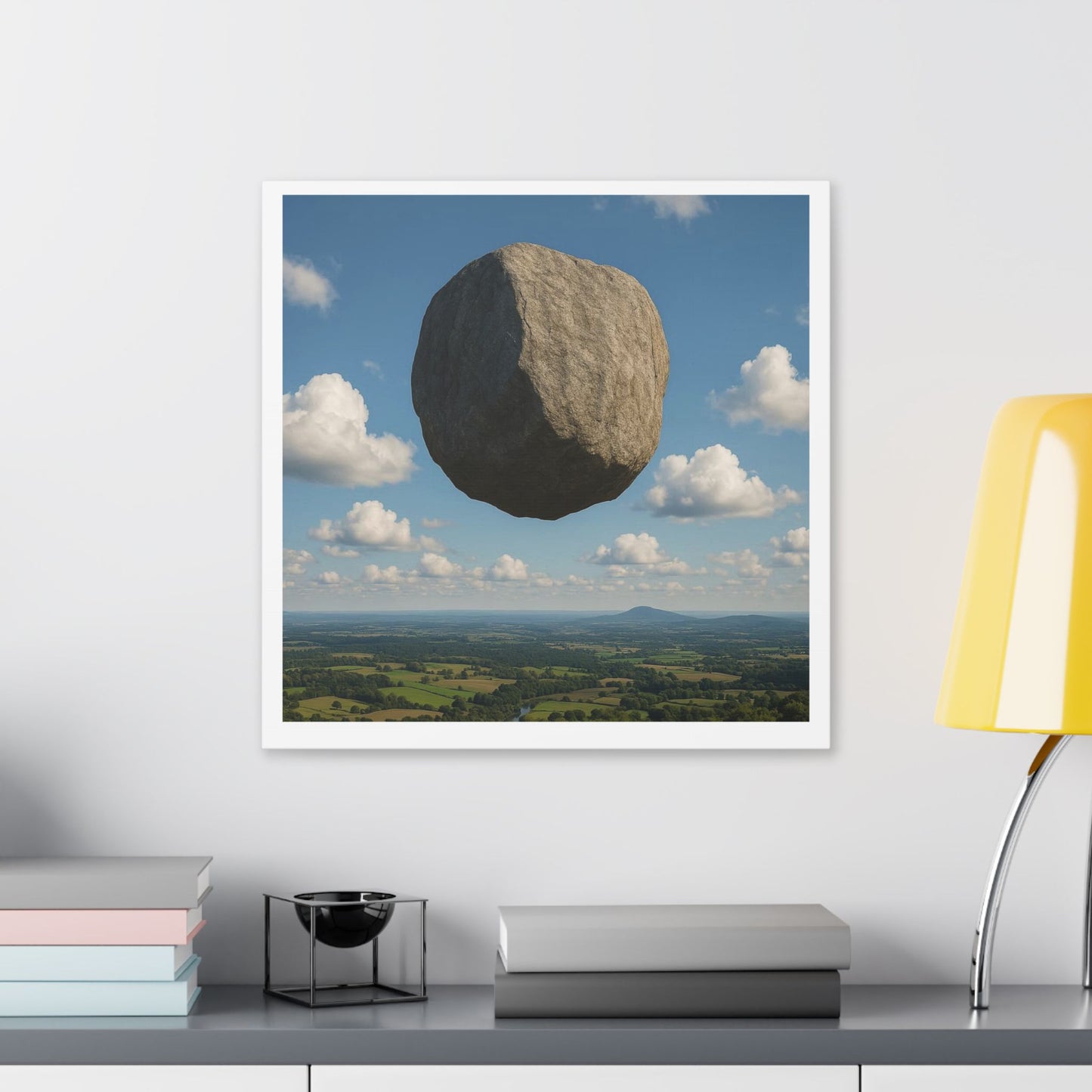 Levitated Mass Suspended Above a Beautiful Landscape 'Designed by AI' Canvas Art Print