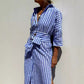 Vireous Women's Summer Striped Shirt Dress with Belt