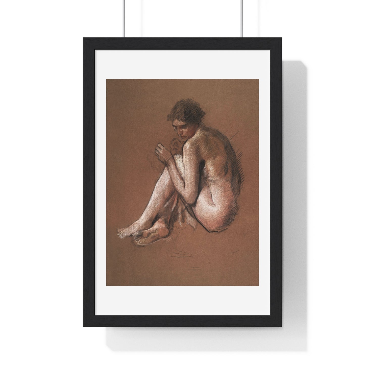 Seated Nude Female Figure by Edwin Austin Abbey from the Original, Framed Art Print