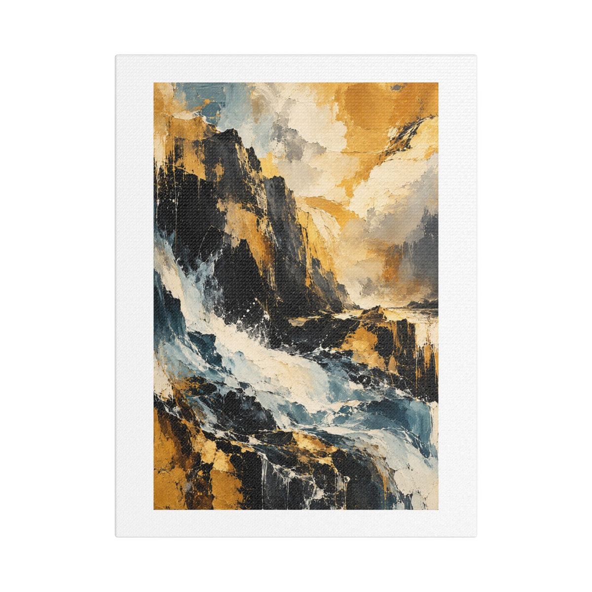 Storm Over Golden Mountains, Large Decor Art Print on Satin Canvas