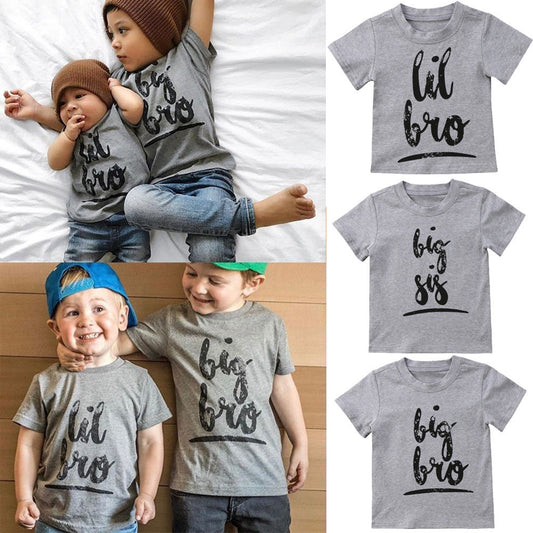 Lil Bro, Big Bro, Big Sis Children's Printed T-Shirts