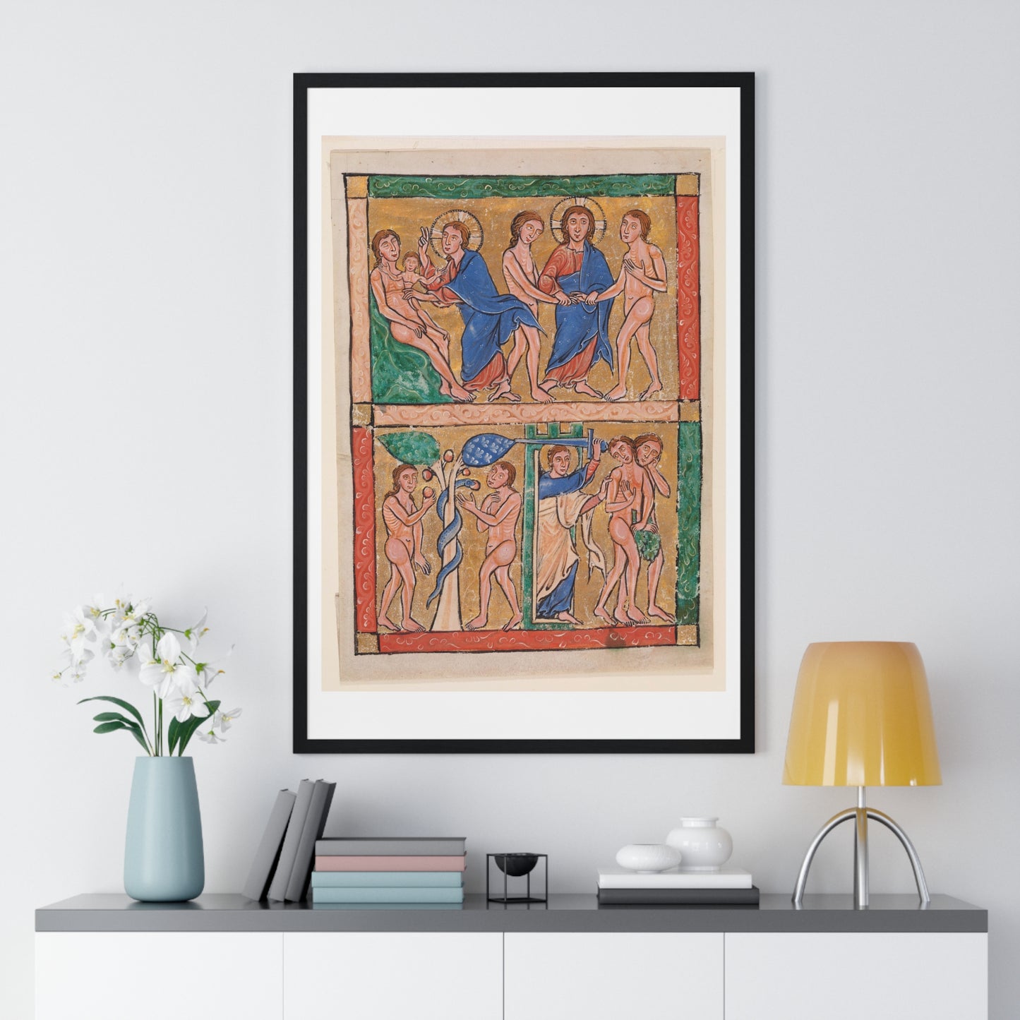 Scenes from the Book of Genesis: the Creation of Eve, the Marriage of Adam and Eve, the Temptation, and the Expulsion (circa 1250) from the Original, Framed Art Print