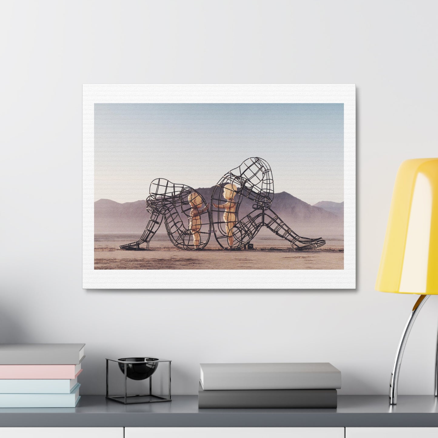 Architecture of Two Persons Turning their Backs to One Another at Burning Man, Art Print on Satin Canvas