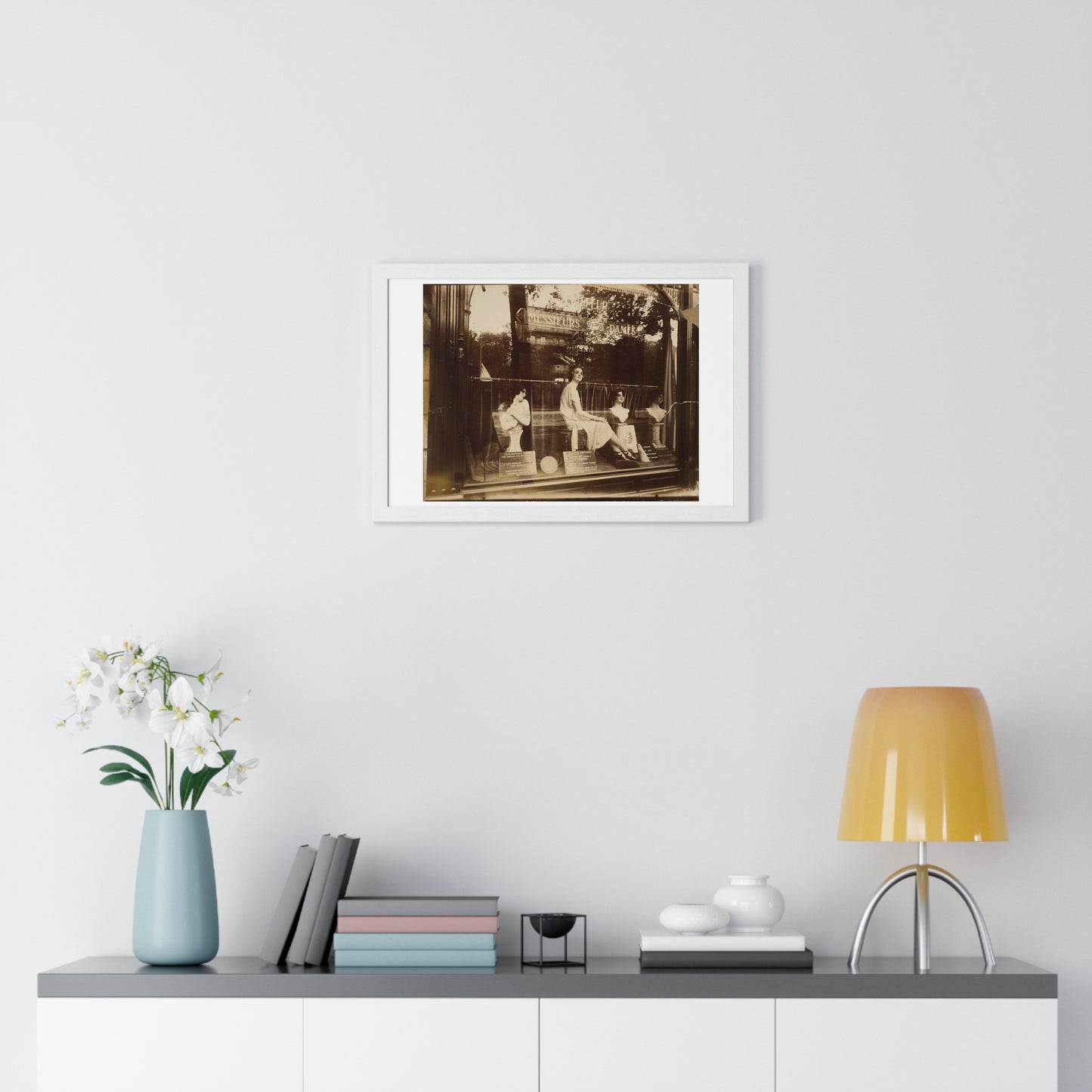 Salon de Coiffure 'Hairdresser's Shop' by Eugène Atget, from the Original, Framed Print