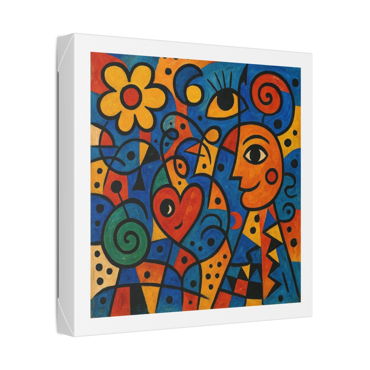 Love and Life Art in the Style of Joan Miro 'Designed by AI' Canvas Art Print