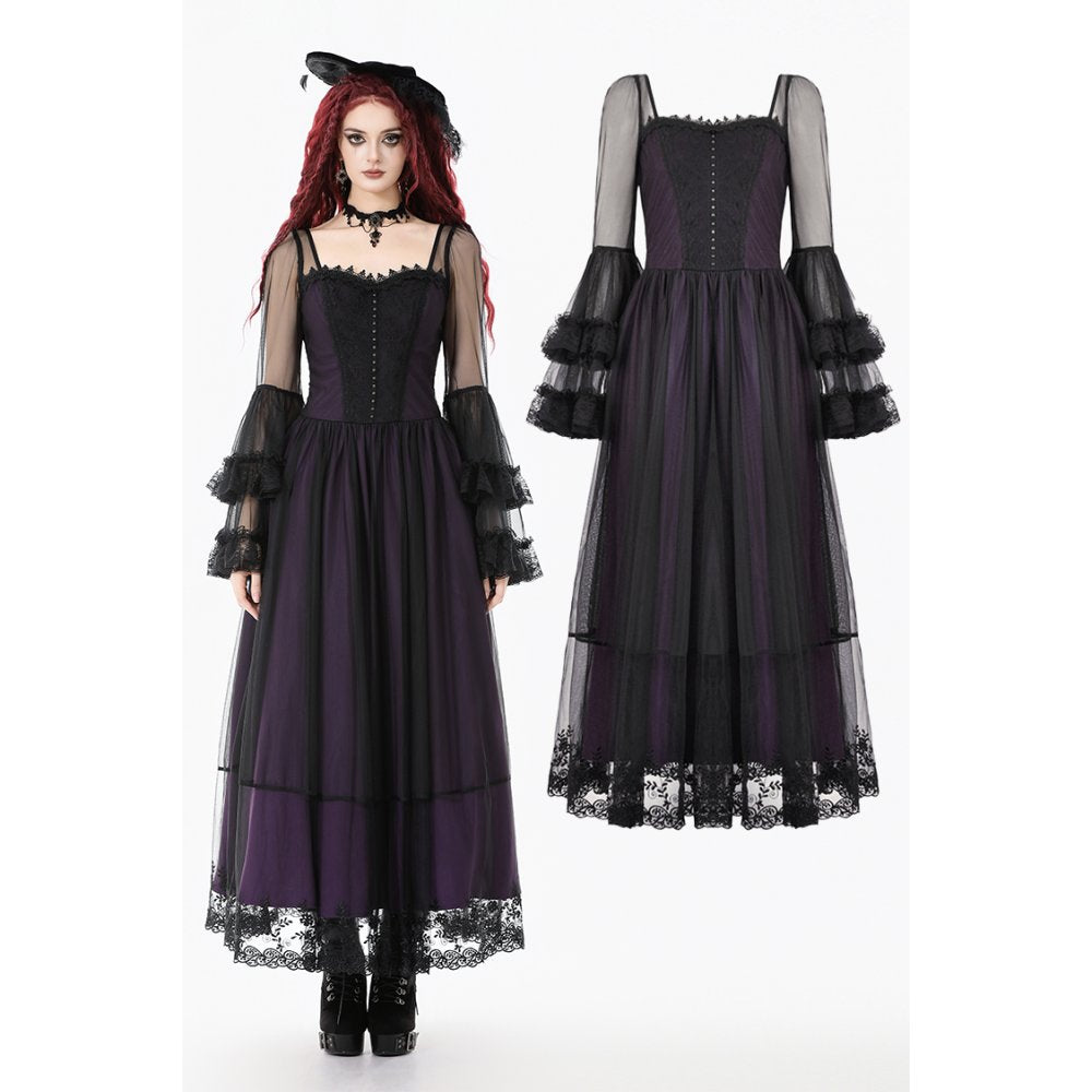Dark in Love Lilith Bell-Sleeve Gothic Maxi Dress