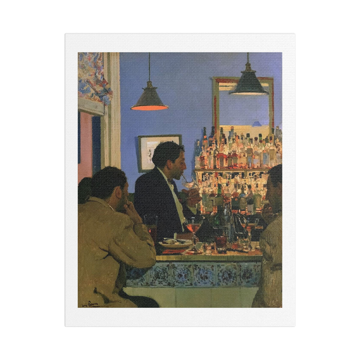 Café Art IV, Print on Satin Canvas, Stretched