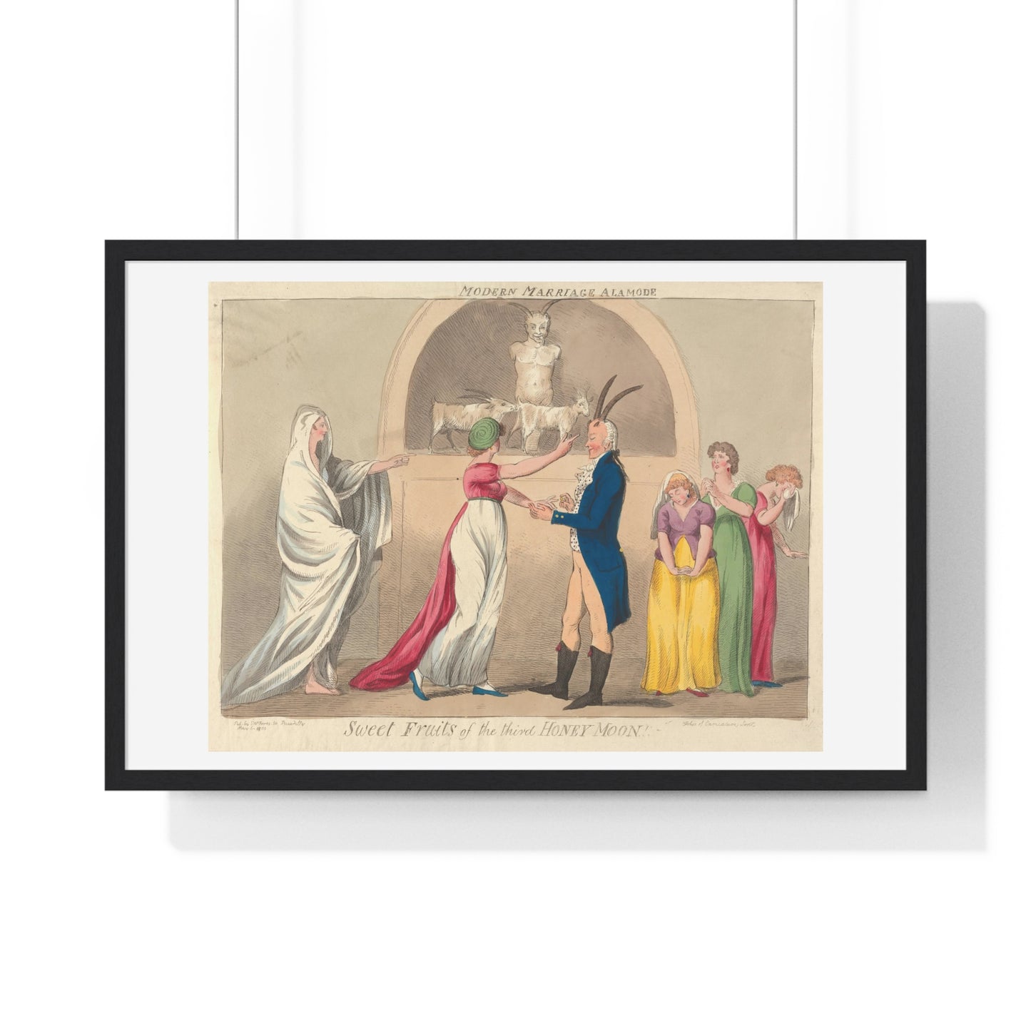 Modern Marriage a La Mode, Sweet Fruits of the Third Honey Moon (1796) from the Original, Framed Art Print