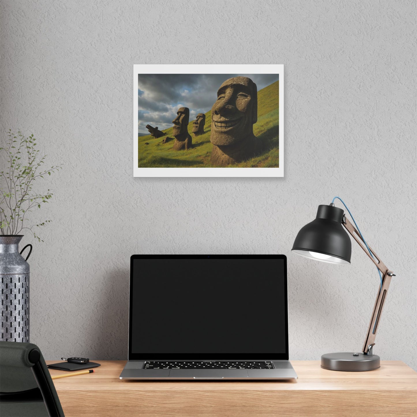 Moai Statues of Easter Island Seen on a Good Day 'Designed by AI' Canvas Art Print