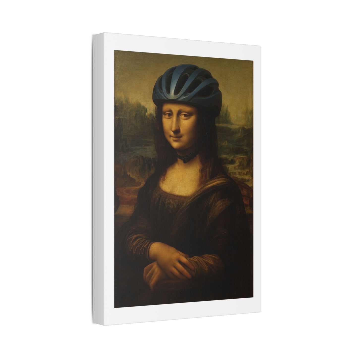 Biker Mona Lisa 'Created by AI' Canvas Art Print