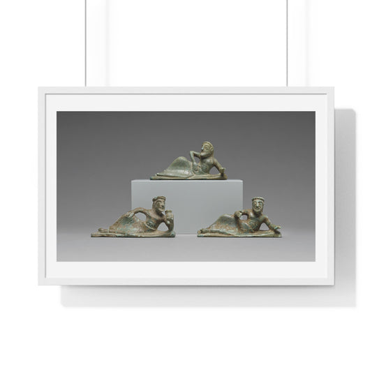 Ancient Greek Statuettes of Three Banqueters (550-525 BC) Unknown Artist, Framed Print