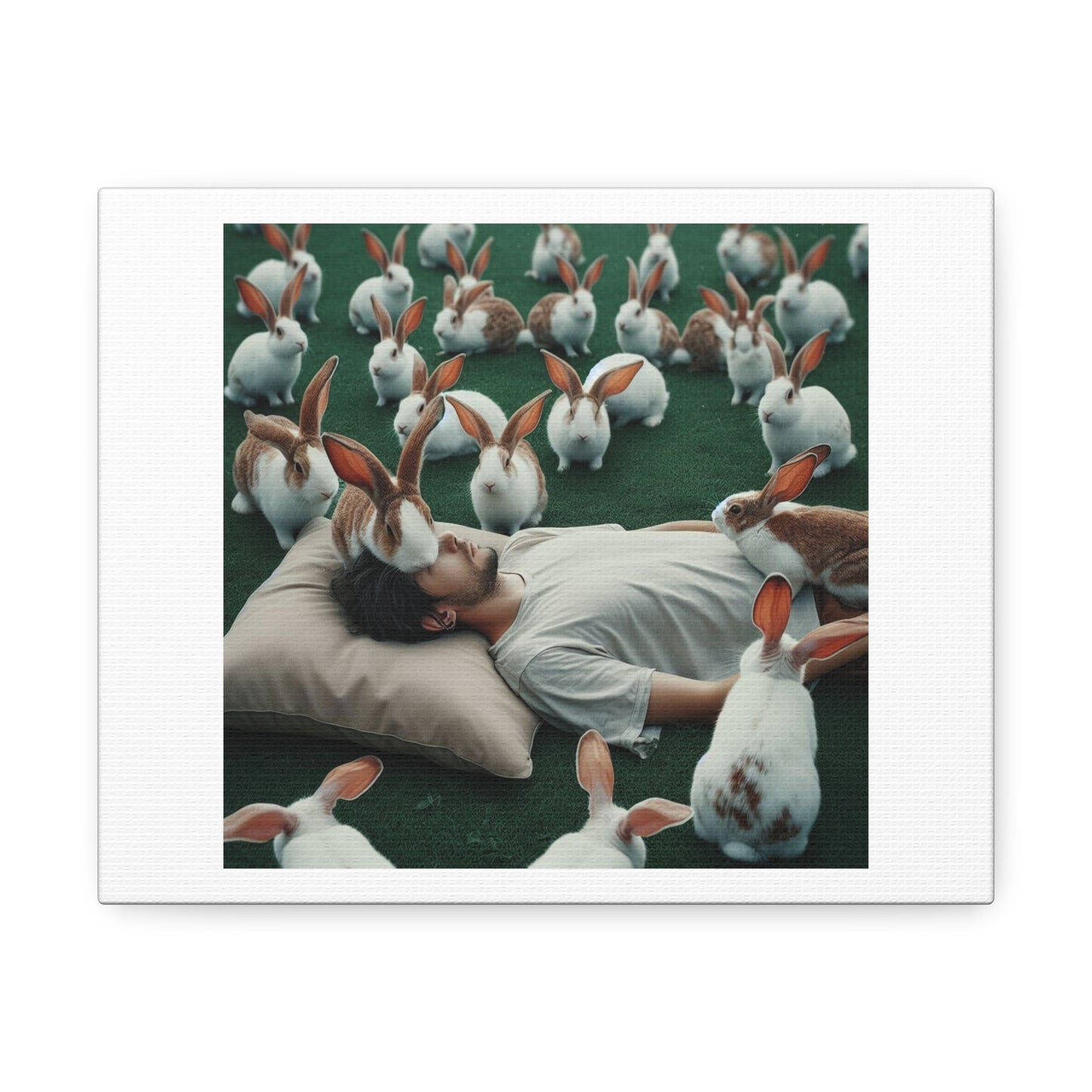 Rabbits Symbolise Resurrection, Rebirth or Fertility in Art 'Designed by AI' Art Print on Canvas