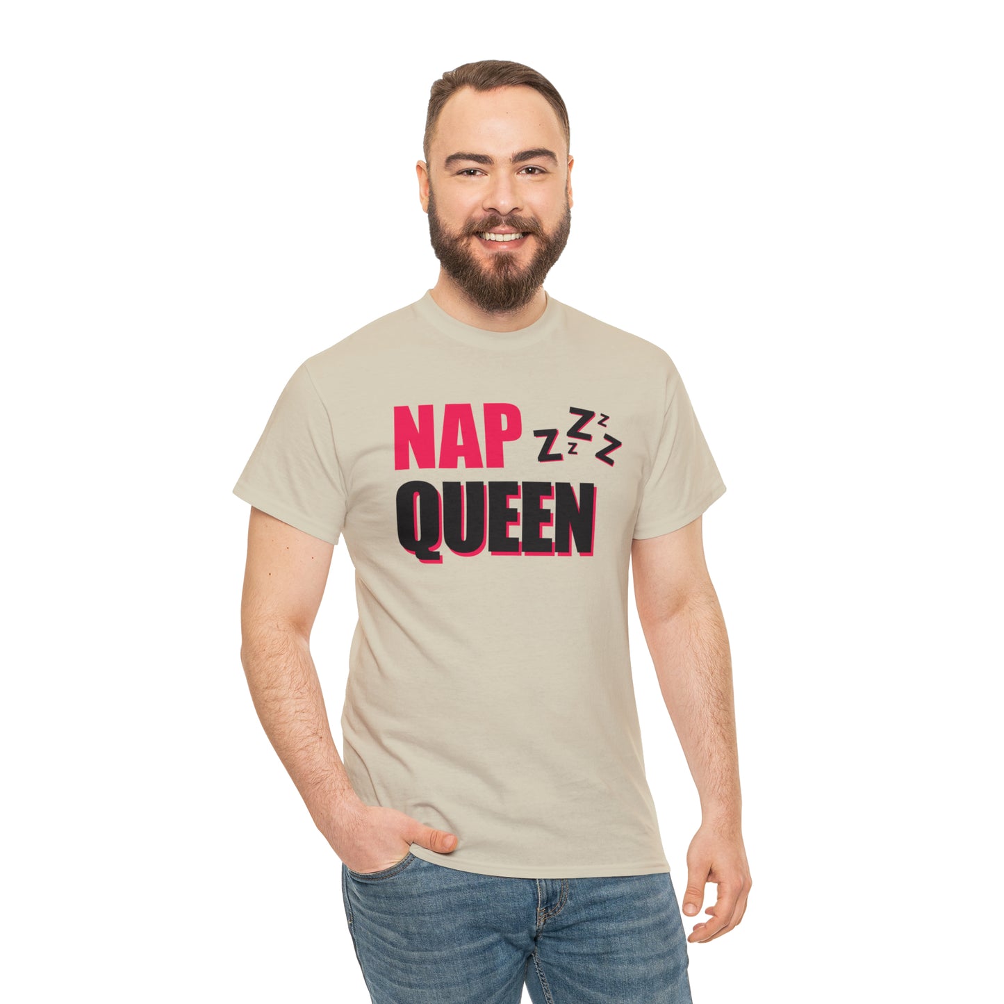 Nap Queen ヘビーコットン Tシャツ ユニセックス ワールドワイドサイズ 昼寝、睡眠、怠惰、休息