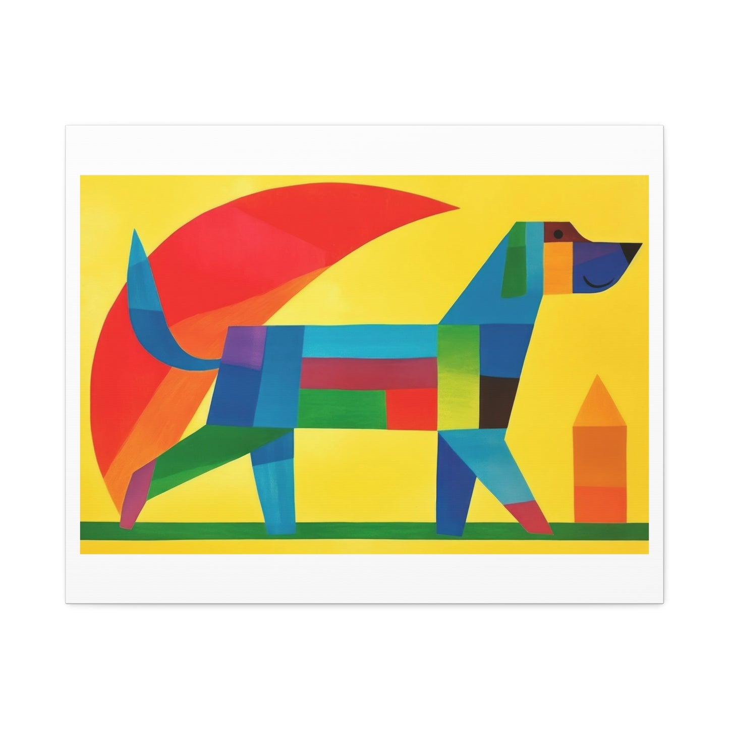 Minimal Simple Dog Art Painting 'Designed by AI' Art Print on Canvas