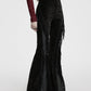 Punk Rave Morrigan Wasteland Tassel Flare Goth Pants in Black