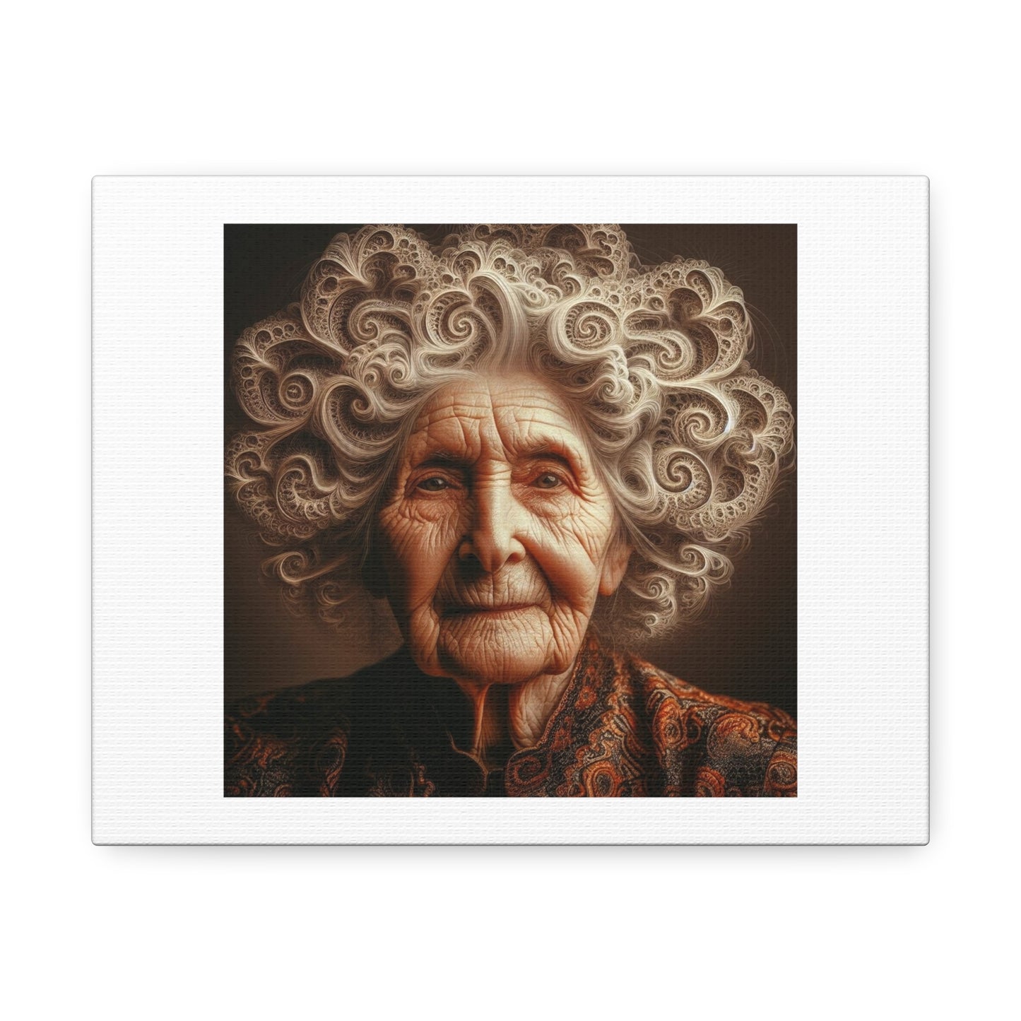 Grandma Accidentally Washed Her Wig With DMT and the Fabric of Reality Gets Pretty Wonky 'Designed by AI' Art Print on Canvas