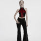 Punk Rave Valora Cross Fur Halter Top In Crimson