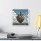 Levitated Mass Suspended Above a Beautiful Landscape II 'Designed by AI' Canvas Art Print