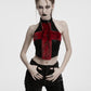 Punk Rave Valora Cross Fur Halter Top In Crimson