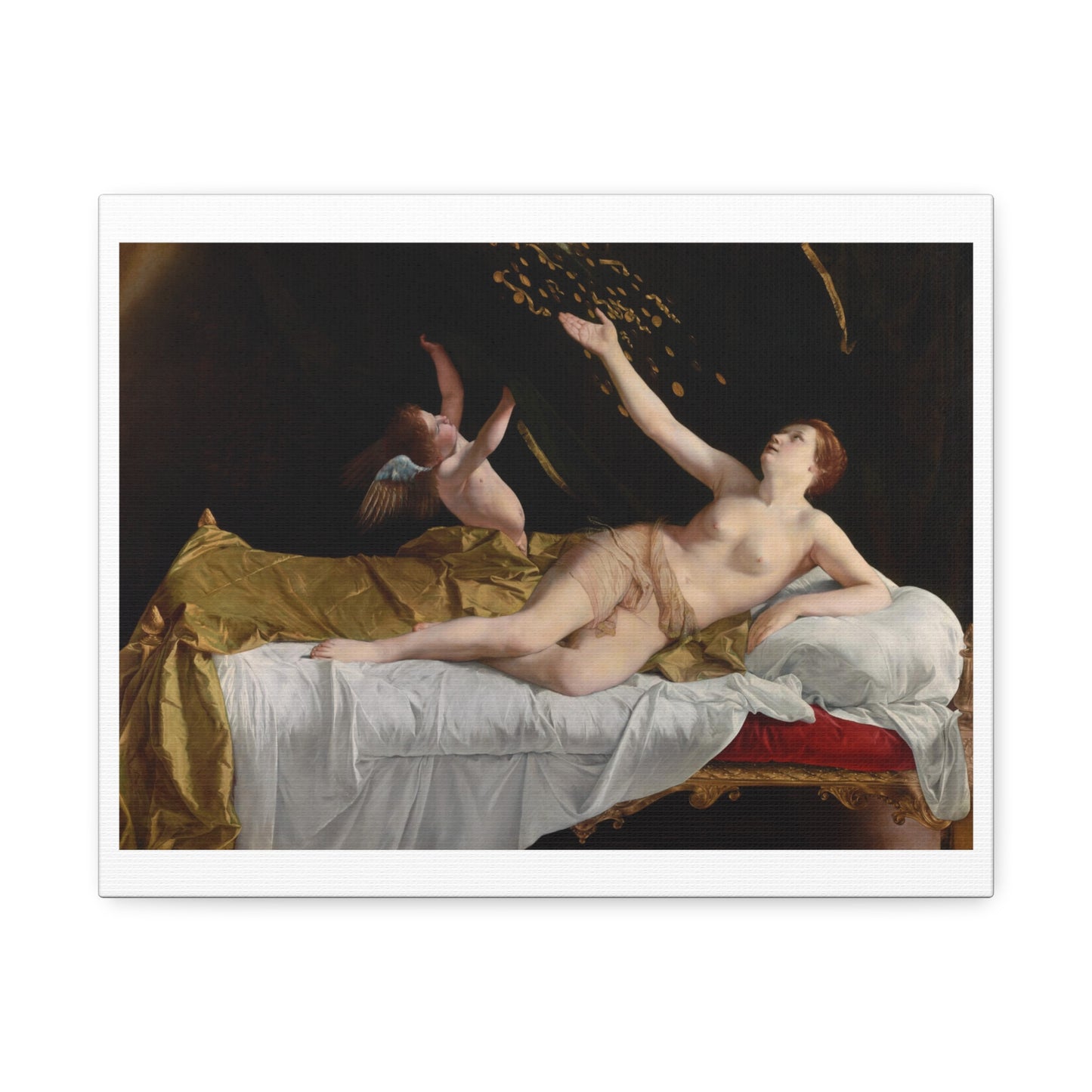 Danaë and the Shower of Gold (1621-1623) by Orazio Gentileschi, Art Print from the Original on Canvas