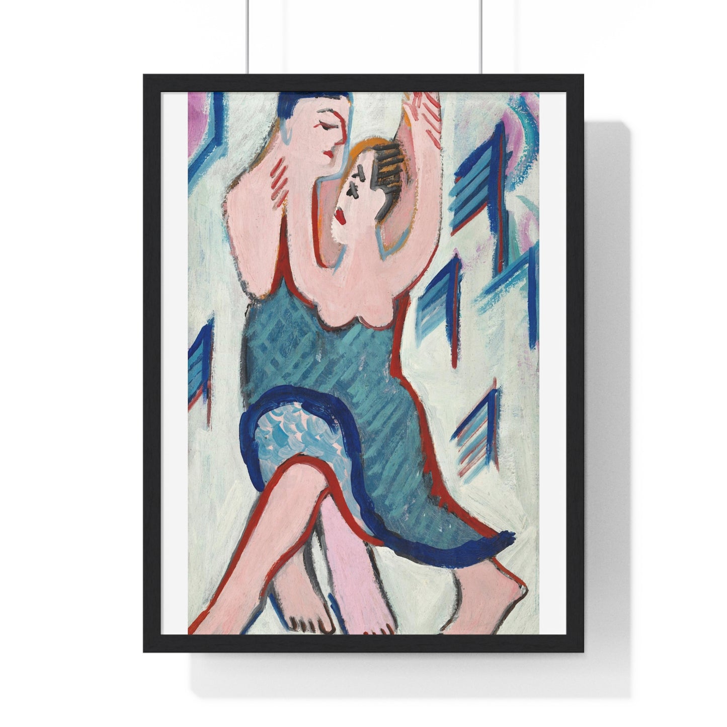 Dancing Couple in the Snow [reverse] by Ernst Ludwig Kirchner (1928–1929) from the Original, Framed Art Print