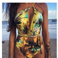 One-Piece Swimsuit Backless Monokini, Tropical Designs