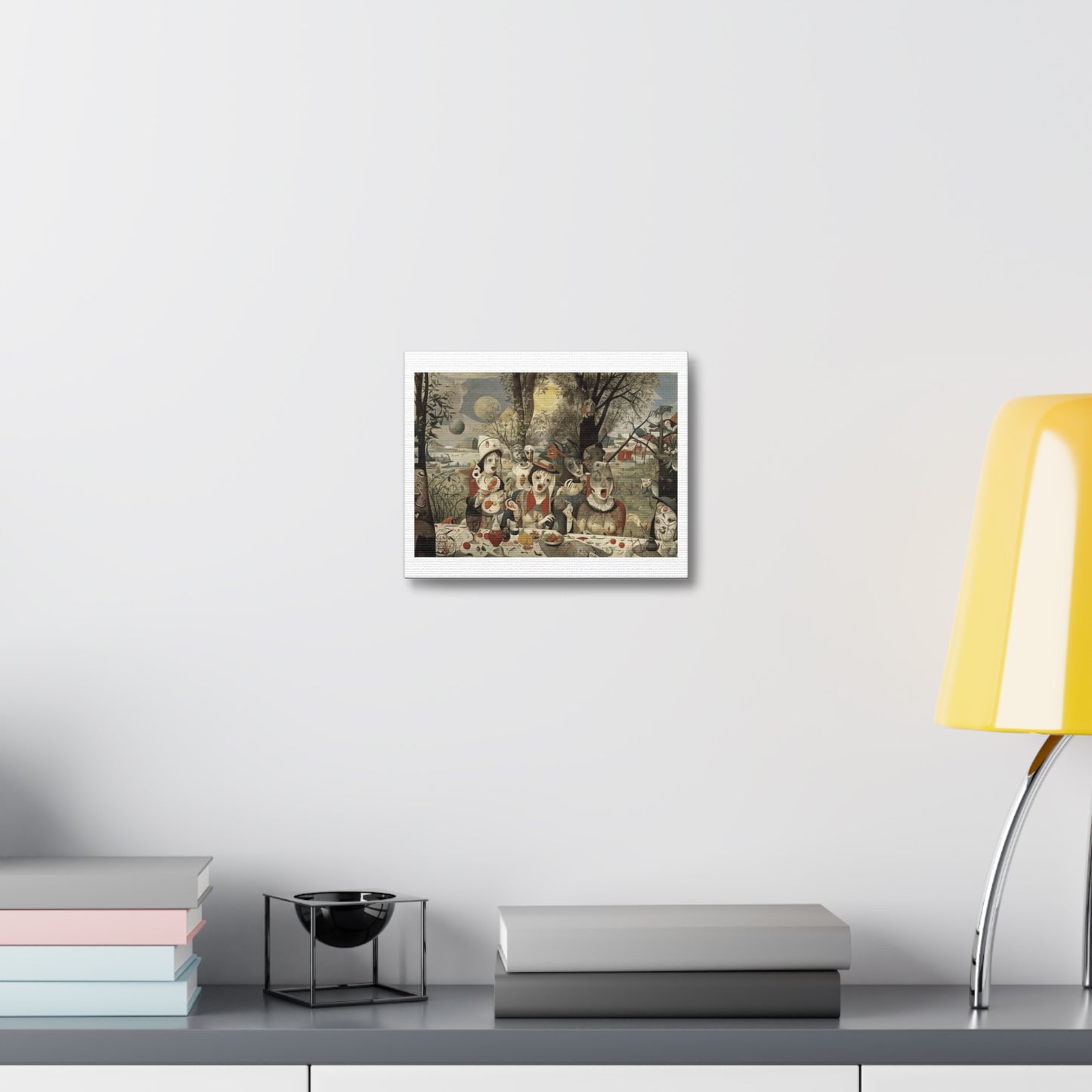 Beauties at the Festive Table, Absurdist Art Print 'Designed by AI' on Canvas